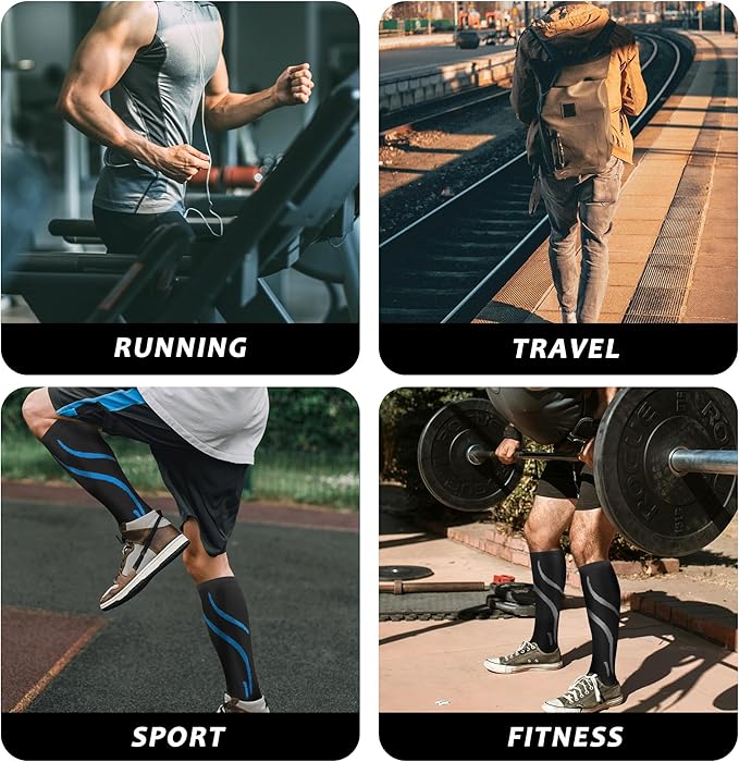 fenglaoda 3 Pairs Compression Socks for Women & Men Knee High Nurse Pregnant Cute Medical Running Travel Athletic