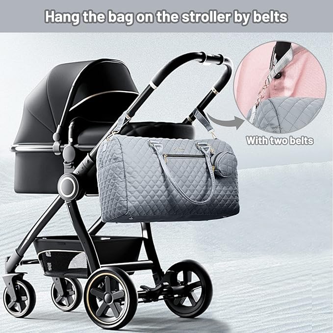 LOVEVOOK Diaper Bag Tote with Pacifier Case and Changing Pad, Large Capacity Mommy Bag for Hospital and Weekender Travel, Functional Baby Bag Newborn Baby Essential, Grey