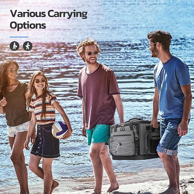 Maelstrom 80 Can Soft Sided Cooler Bag, Insulated Hard-Bottom, Leakproof, Portable, Gray