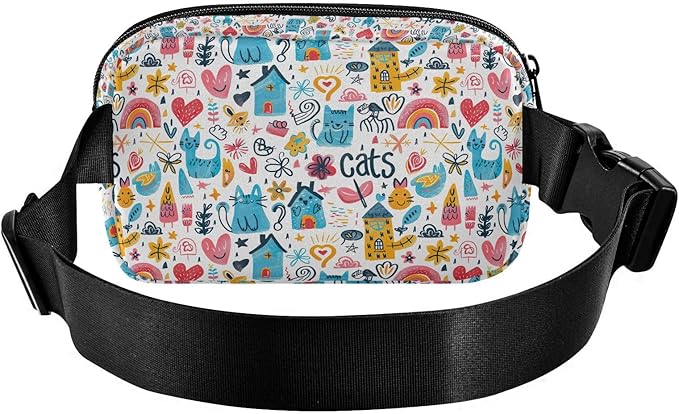 Cute Cat Fanny Pack for Women Men Water Resistant Fashion Waist Packs with Adjustable Strap Belt Bag for Travel Workout Jogging Hiking 21220177