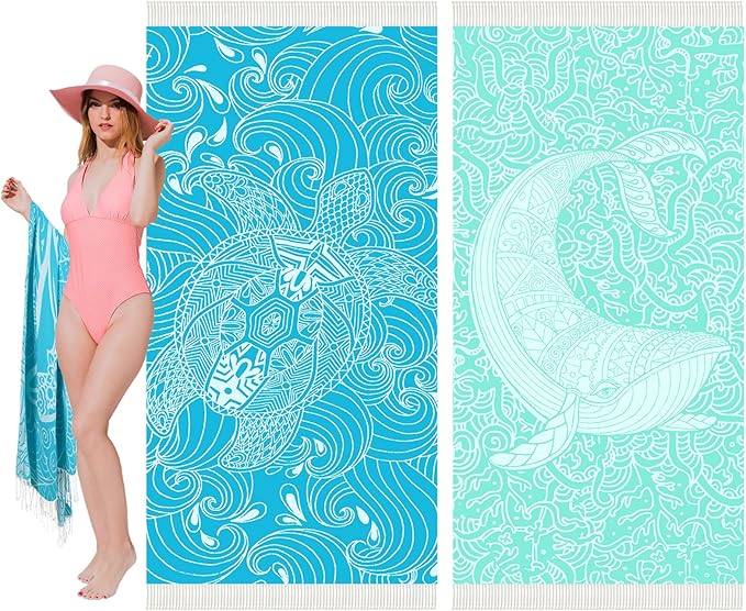 Thin Turkish Beach Towel Lightweight Soft Cotton Extra Large XL Oversized Sand Free Sandproof Absorbent Quick Dry Towels Cloud Bath Pool Travel Compact Essentials Accessories for Adult Gifts