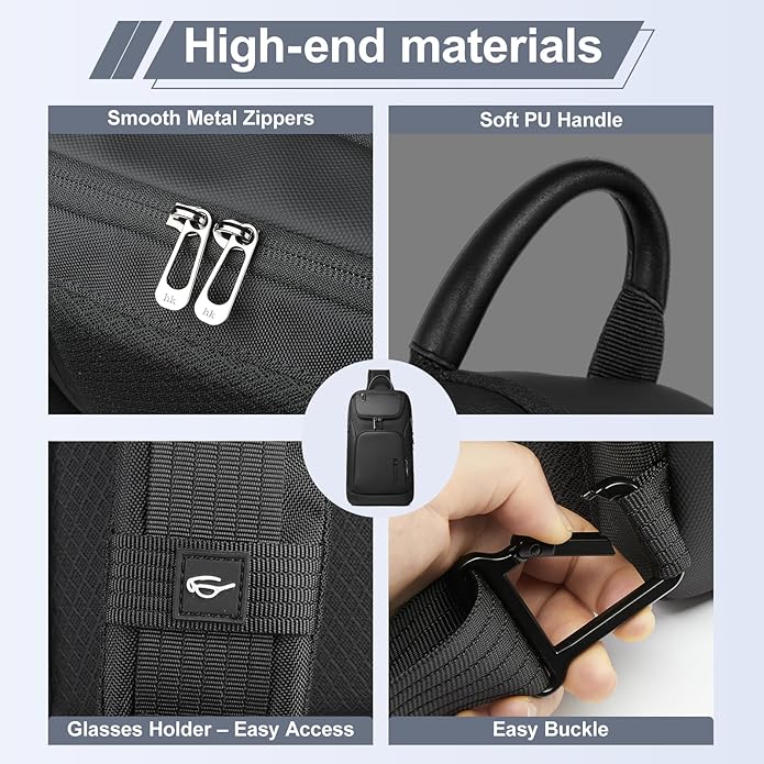 hk Sling Bag for Man, Waterproof Utility Crossbody Bag with Anti-theft Pocket for Men