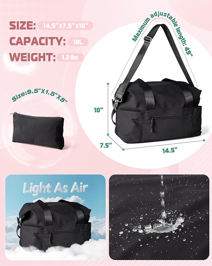 Smasrob Small Gym Bag with Yoga Mat Holder, Wet Pocket and a Separate Pouch, Small Gym Duffle Bag for Women with Detachable Crossbody Shoulder Strap