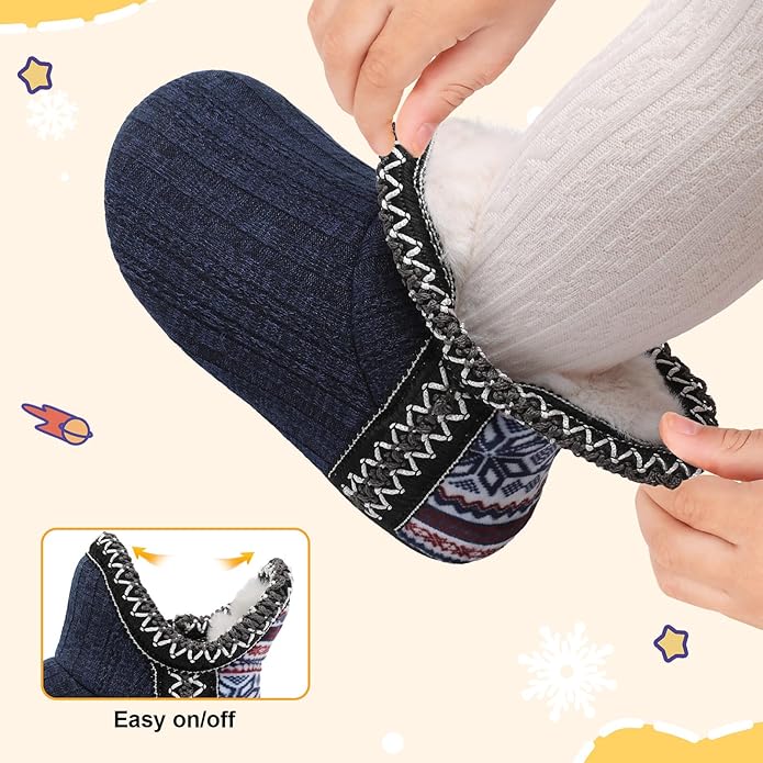 LeIsfIt Toddler Slippers Boys Girls Cozy Warm House Shoes Kids Non-slip Winter Slipper Booties Slip on Plush Lining Sock Slippers