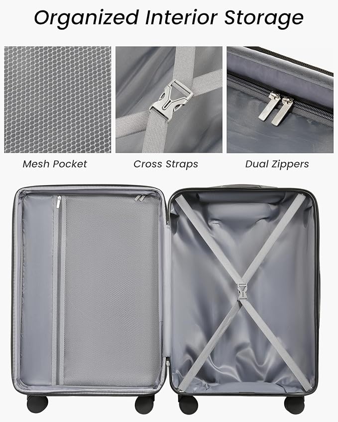 24 Inch Checked Luggage with Spinner Wheels, Expandable Hardside Medium Suitcase with 360° Spinner Wheels & TSA Lock, Durable ABS Travel Suitcase for 3-5 Day Trips (24 in, Blue)