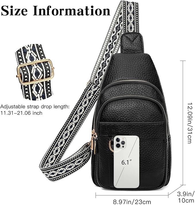 GAEKEAO Sling Bag for Women Crossbody Bags Fanny Pack Vegan Leather Chest Bag Travel Shoulder Belt Purse Backpack Gifts
