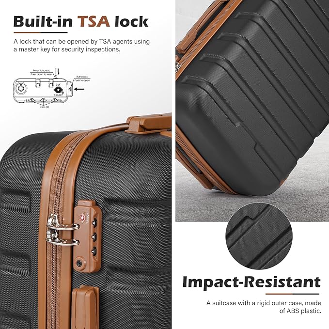 Coolife Luggage Suitcase Spinner Hardshell Lightweight TSA Lock (apricot white, 16/20/24/28)