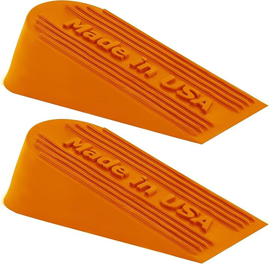 Halloween Orange Large Rubber Door Stopper Made in USA - Door Stop Wedge for Carpet, Tile, or Concrete - Door stoppers for Bottom of Door -Heavy Duty for Commercial & Home Use 6.5 x 2.75 x 1.9 in 2PK