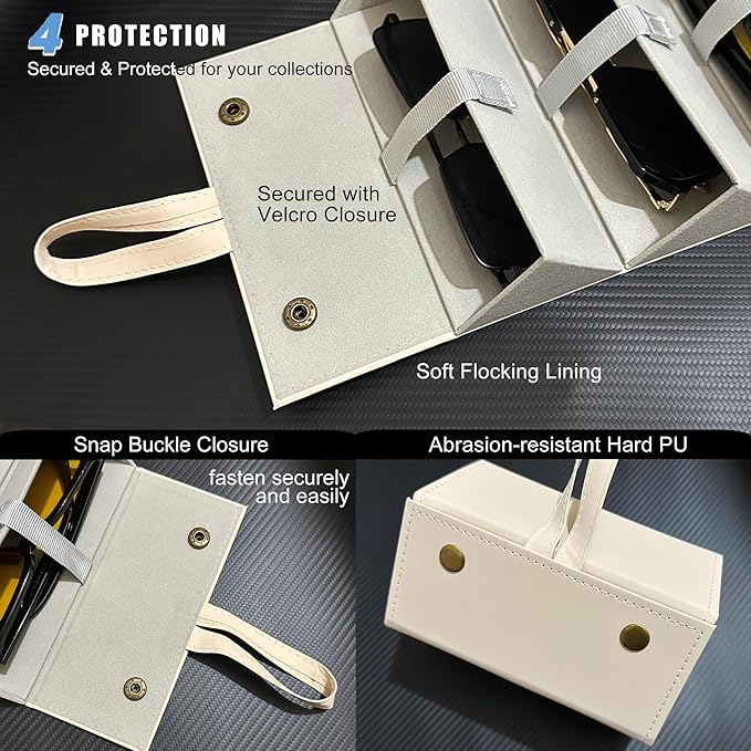 Longjet Sunglasses Organizer Travel Glasses Case 5 Slots Multiple Pairs Eyeglasses Storage Box Hanging Eyewear Holder