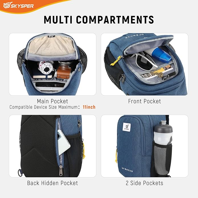 SKYSPER Sling Bag Anti Theft Crossbody Bag RFID Lightweight Travel Shoulder Chest Bag for Hiking Walking