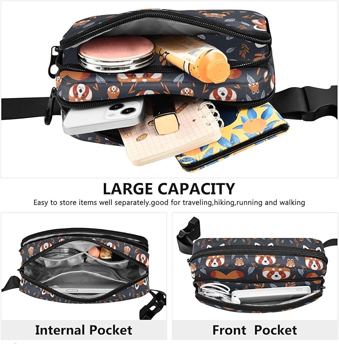Kawaii Red Panda Fanny Pack for Women Men Water Resistant Fashion Waist Packs with Adjustable Strap Belt Bag for Travel Workout Jogging Hiking 21219403