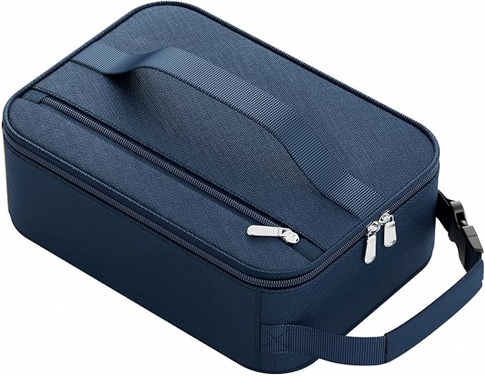 HowFly Small Lunch Bag - Insulated Lunch Box Bag for Women Men - Portable Thermal Reusable Meal Cooler Bags with Buckle Handle for Work School - Navy Blue