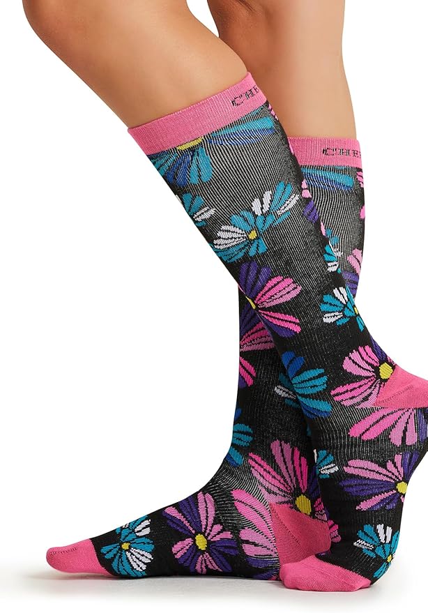 Cherokee Women's 10-15mmHg Compression Socks – Fun Print Knee Highs with Light Support, Soft Feel - PRINTSUPPORT