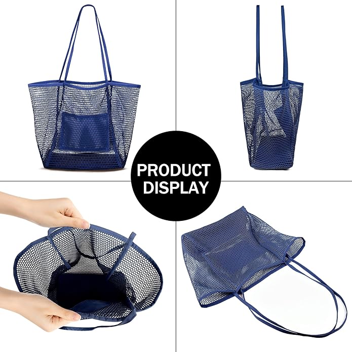 VOROLO Mesh Tote Beach Bag,Women Fairycore Hobo Bag,Shoulder Bag,Soft Summer Casual Crochet Bags