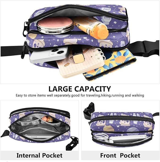 Kawaii Teddy Bear Universe Fanny Pack for Women Men Water Resistant Fashion Waist Packs with Adjustable Strap Belt Bag for Travel Workout Jogging Hiking 21219110