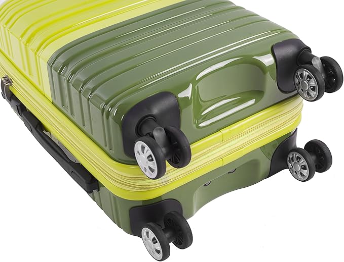 Rockland Melbourne Hardside Expandable Spinner Wheel Luggage, Two Tone Green, 2-Piece Set (20/28) (F225-2TONEGREEN)