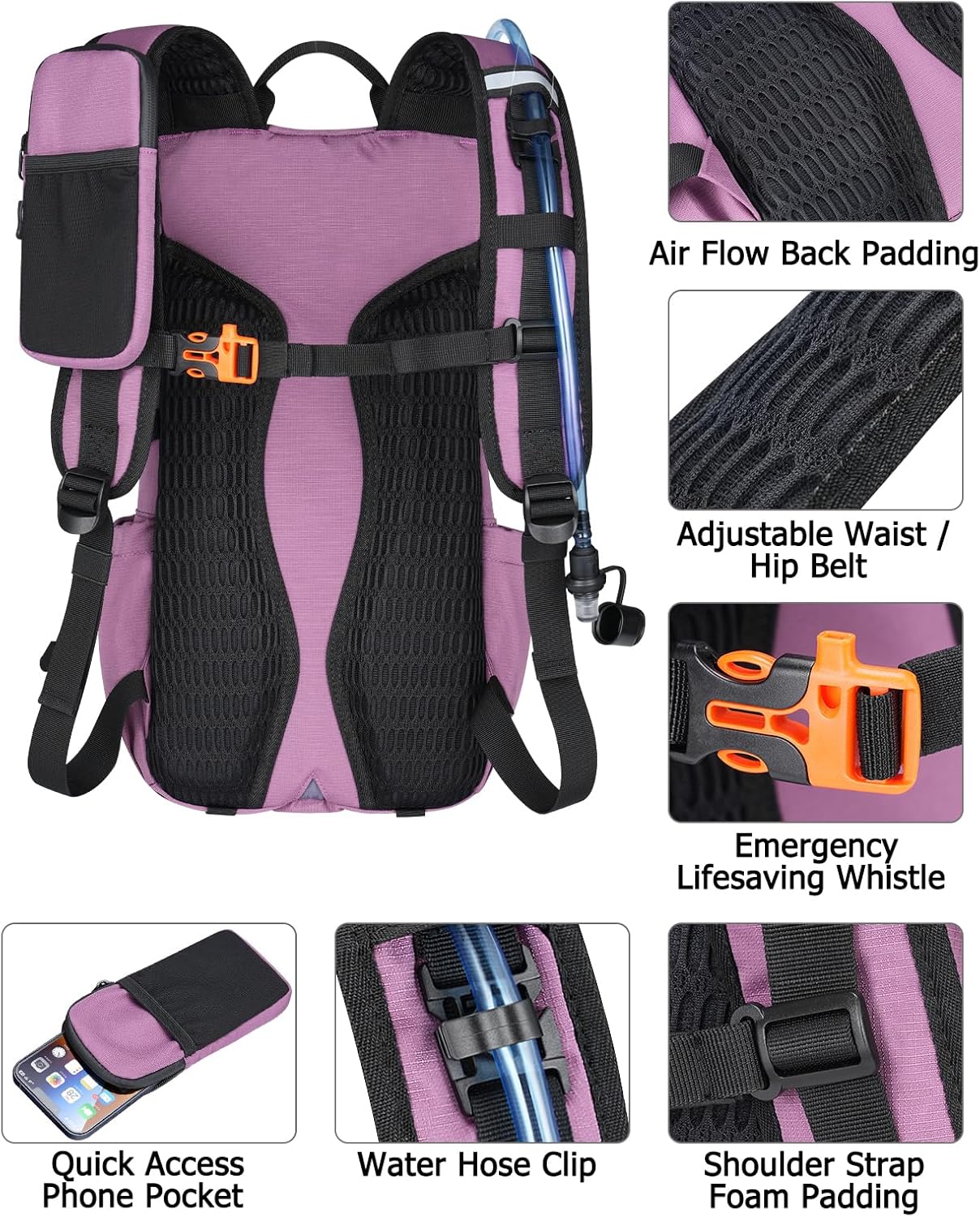 NOOLA Hydration Backpack with 3L Water Bladder, 22L Water Backpack for Hiking Cycling Running Biking, Lightweight Hiking Pack