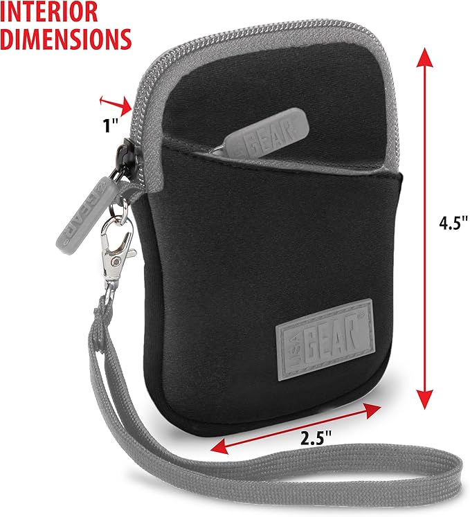 USA Gear Small Digital Camera Case with Wrist Strap, Belt Loop - Camera Case Small Compact Compatible with Canon Powershot Elph, Pouch G7 Mark iii, Nikon Coolpix, PIXPRO - Fits 4.5 Inch Models