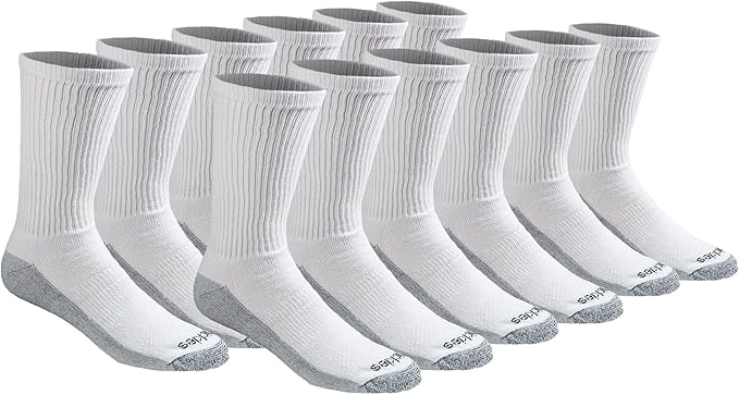 Dickies Men's Dri-Tech Original Moisture Control Crew Socks, Available in M-XXL (6, 12, 18 Pairs)