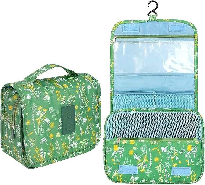 Pengxiaomei Toiletry Bag for Women, Waterproof Hanging Cosmetic Bag Portable Makeup Pouch Multifunction Handle Travel Toiletry Bag for Easter Gifts(Green)