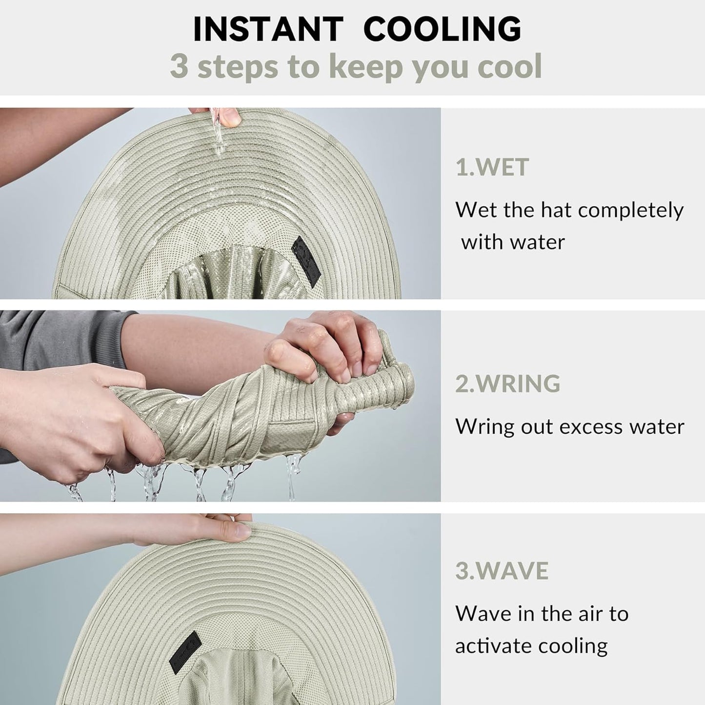 Sukeen Cooling Sun Hat for Men Women UPF50+ Wide Brim Fishing Hat with Neck Flap Adjustable Foldable Bucket Hat for Hiking