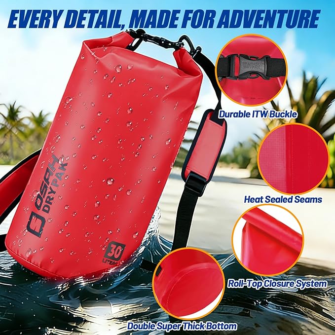 Waterproof Dry Bag, 5L/10L/20L/30L/40L Roll Top Lightweight Storage Backpack with Phone Case for Women & Men, Floating Waterproof Sack for Travel, Swimming, Kayaking, Paddle Board, Camping & Beach