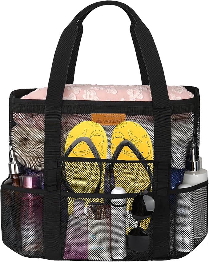 Mesh Beach Bags for Women - Family Beach Tote Bag for Toys, Towels, Travel Vacation Cruise Essentials