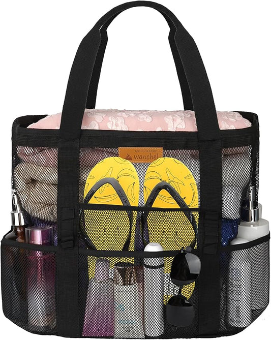 Mesh Beach Bags for Women - Family Beach Tote Bag for Toys, Towels, Travel Vacation Cruise Essentials