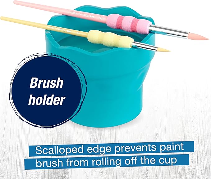Faber-Castell Collapsible Water Cup Green | Scalloped Brush Holder | 12 Oz Capacity | For Painting | Pack of 6