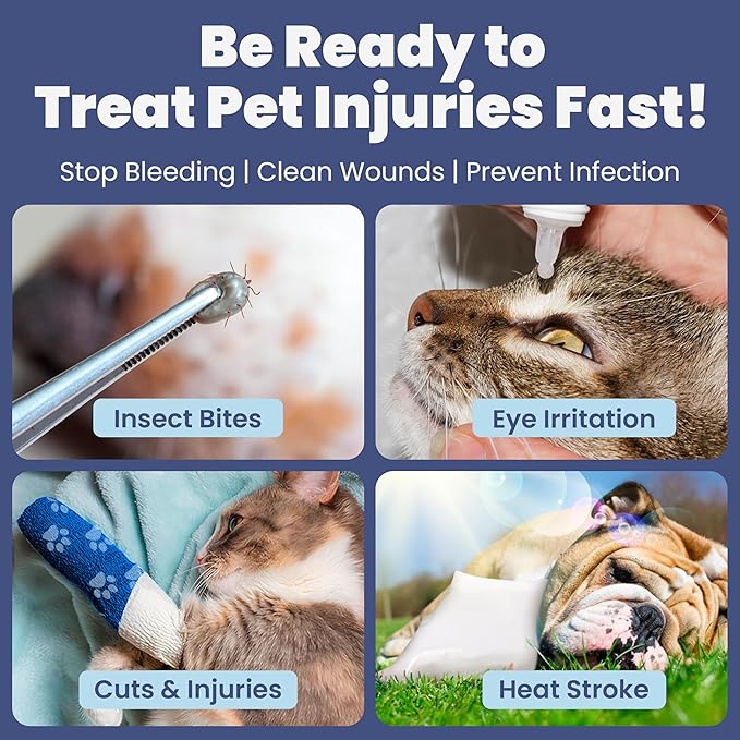 Dog First Aid Kit for Hiking & Travel - Vet Approved Emergency Supplies - Pet First Aid Kit Guide, Tick Remover, Thermal Blanket & More - Compact Dog Hiking Gear for Camping & Backpacking