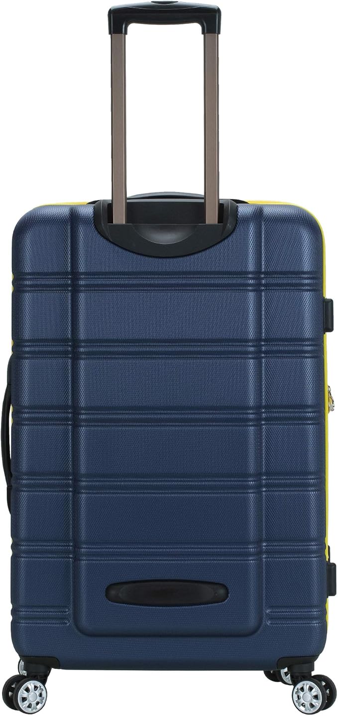 Rockland Melbourne Hardside Expandable Spinner Wheel Luggage, Navy, Checked Large 28"