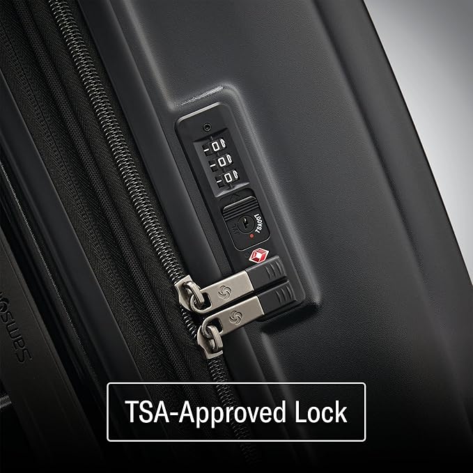 Samsonite Octiv Lightweight Hardshell 3-Piece Luggage Set (20/24/28) - Durable & Impact Resistant, 360° Aero Trac Spinner Wheels, Adjustable Telescopic Handle, Expandable, TSA Approved Lock - Black