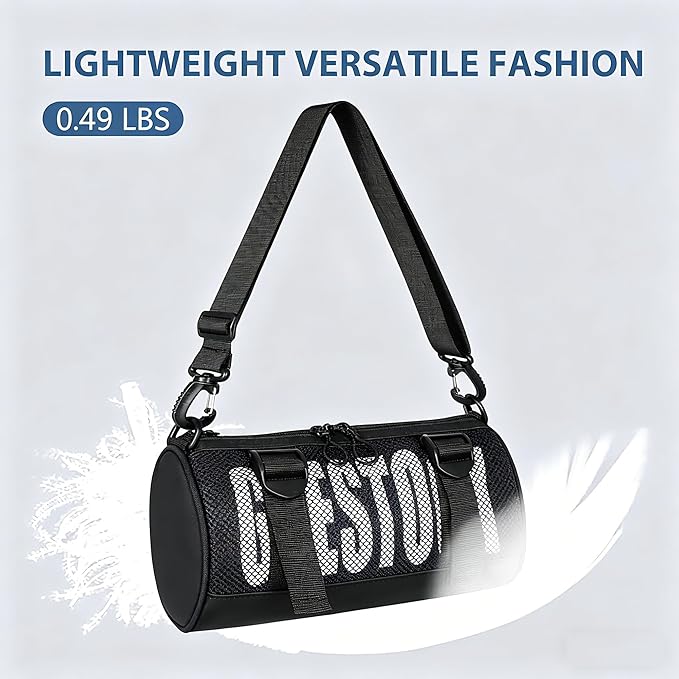Geestock Mini Gym Bag for Women Men – Lightweight Compact 9'' Crossbody Duffel Bag with Adjustable Strap, Portable Small Gym Bag for Yoga, Workout, Travel, Black