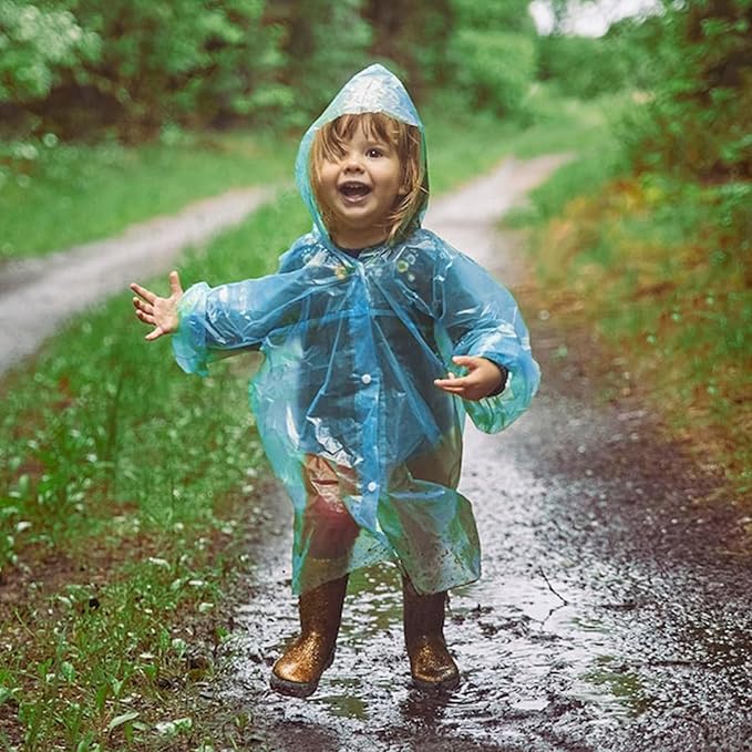 Disposable Rain Ponchos for Kids,Rain Ponchos Family Pack,Clear Kids Ponchos,Individually Wrapped.