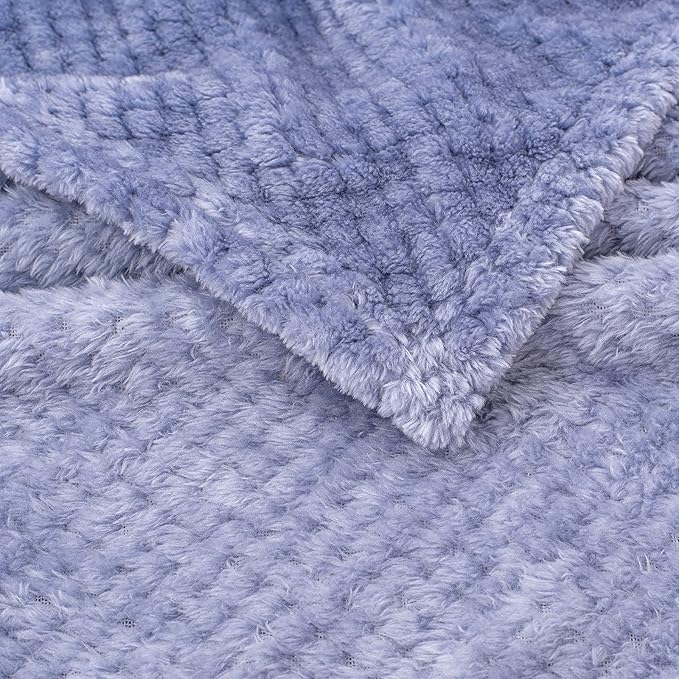 Fuzzy Blanket or Fluffy Blanket for Baby Girl or boy, Soft Warm Cozy Coral Fleece Toddler, Infant or Newborn Receiving Blanket for Crib, Stroller, Travel, Decorative (40”×60”, Pearl Blue)