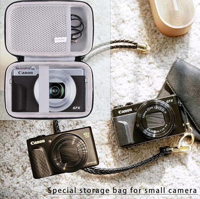 Hard EVA Carrying Storage Case Compatible with Canon PowerShot SX740 HS/SX730/SX720/SX620/G7X Digital Camera, Point and Shoot Vlogging Camera Protective Travel storage box (grey)