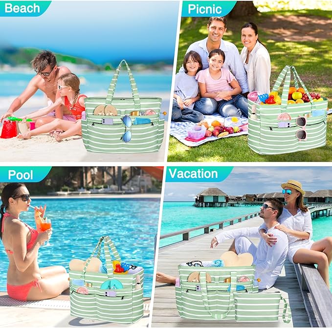 HUANLANG Extra Large Beach Bag Waterproof Beach Totes Bags for Women Men,Pool Bag with Zipper Wet Pocket
