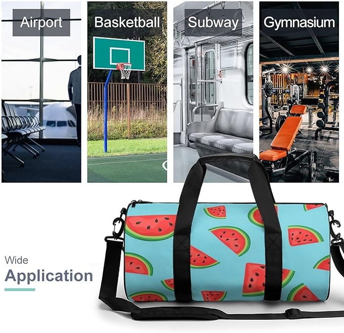 Unisex Foldable Gym Bag Watermelon Blue (2) Lightweight Travel Sports Bag Workout Yoga Dance Bags Overnight Weekender Bags