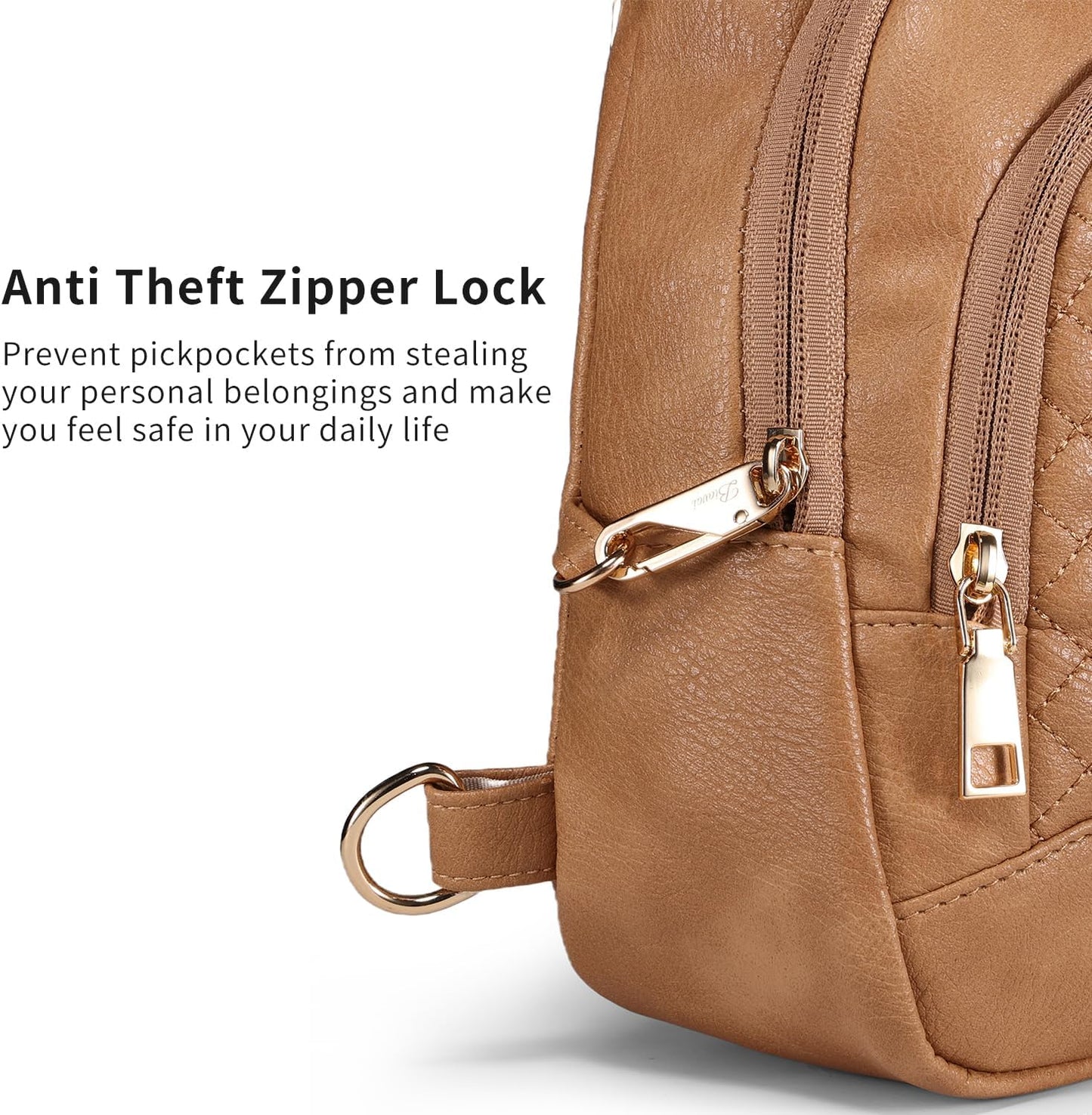 Crossbody Bags for Women Anti Theft Small Sling Handbag with Zipper Lock Vegan Leather RFID Blocking Chest Pure