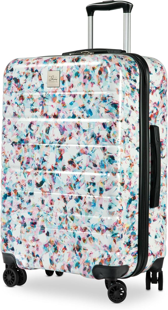 Skyway Epic 2.0 Hardside Lightweight and Durable ABS Shell Luggage, Spacious with Dual Spinning Wheels, Comfort Grip, Men and Women, 24-inch Medium Check-In, Confetti