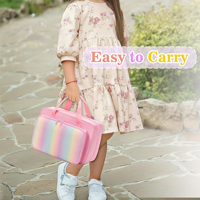 Hanging Hair Accessories Organizer for Baby Girls, Hair Bow Storage Bag, Travel Hair Stuff Case for Hair Clips, Hair Ties, Headbands, Scrunchies, Pink (Bag only)