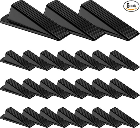 Crosize 24 Pack Door Stoppers for Bottom of Door, Premium Rubber Door Stops, Sturdy Wedge for Carpet, Tile, Concrete, Wood, Door Holder for Heavy Duty Door, Black