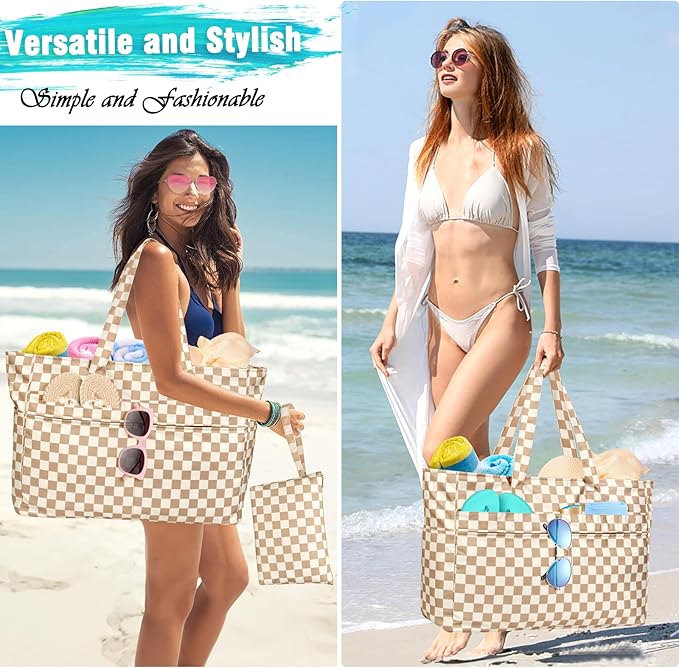 HUANLANG Extra Large Beach Bag Waterproof Beach Totes Bags for Women Men,Pool Bag with Zipper Wet Pocket