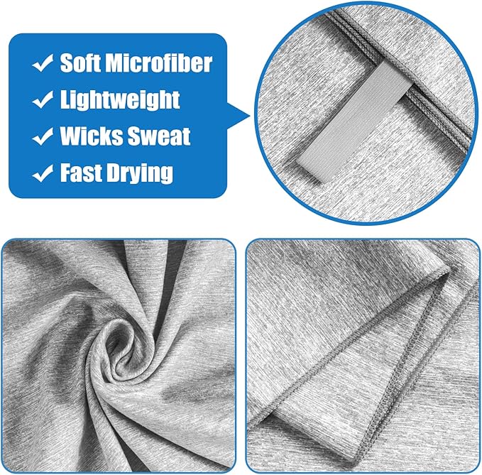 Quick Dry Microfiber Towel for Camping,Beach Travel Body Gym Hiking Swimming Pool Hot Yoga Mat Towels (Grey, 30X60 Inch)