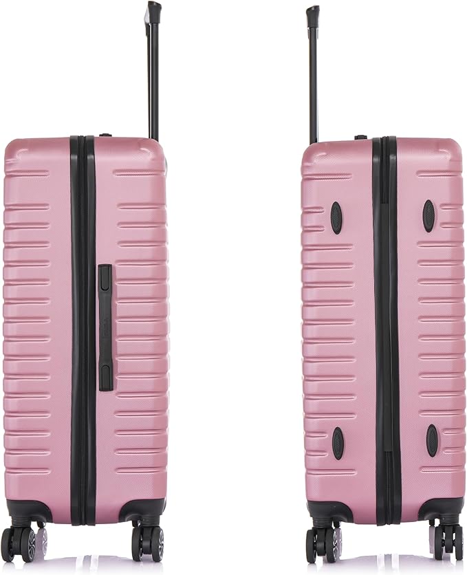 InUSA DEEP Luggage Set with Dual Spinner Wheels and Studs | Spacious Travel Suitcases with Ergonomic Handles | (20/24/28) 3 Piece Hardside Luggage Set | Rose Gold