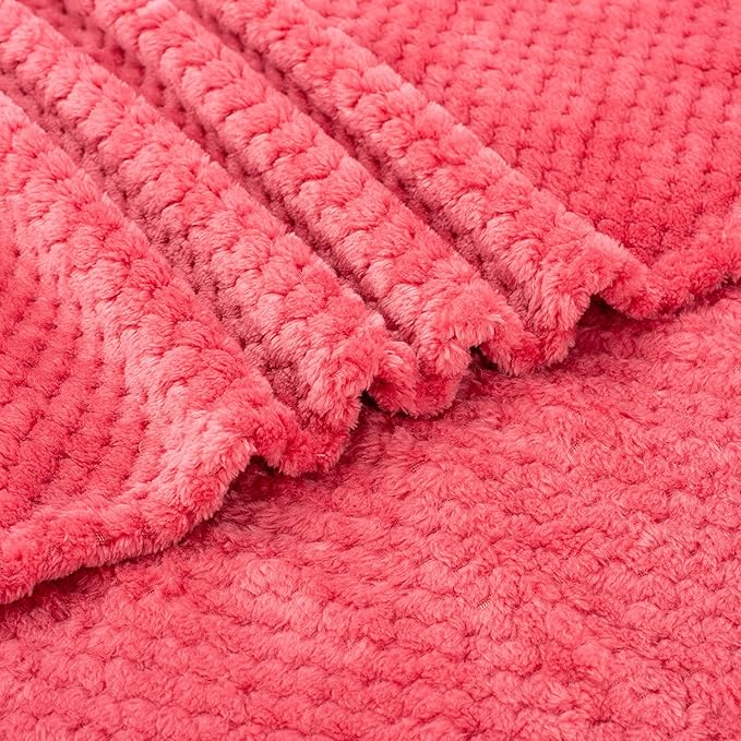 Fuzzy Blanket or Fluffy Blanket for Baby, Soft Warm Cozy Coral Fleece Toddler, Infant or Newborn Receiving Blanket for Crib, Stroller, Travel, Decorative (28Wx40L, XS-Raspberry)