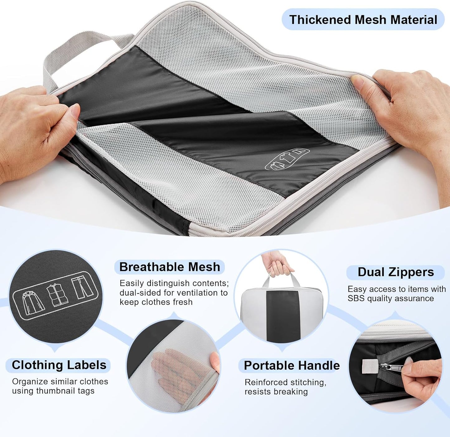 10 Set Compression Packing Cubes for Travel Essentials,Compressible Expandable Packing Cubes for Suitcase,OlarHike Luggage Organizer Bags for Travel,Handy Helper for Organizing Clothes(Black)