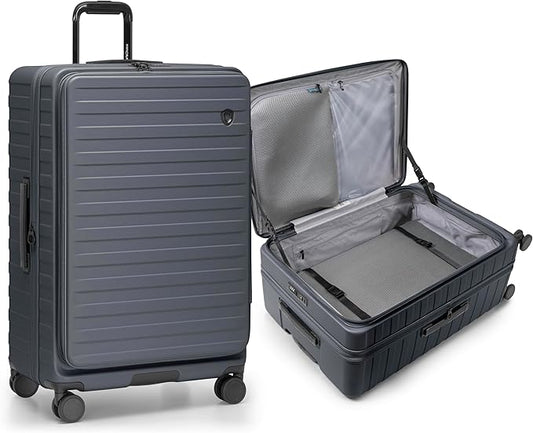 Traveler's Choice Novia Top Opening Expandable Polycarbonate Luggage with Spinner Wheels, Slate Blue, 30-Inch Large