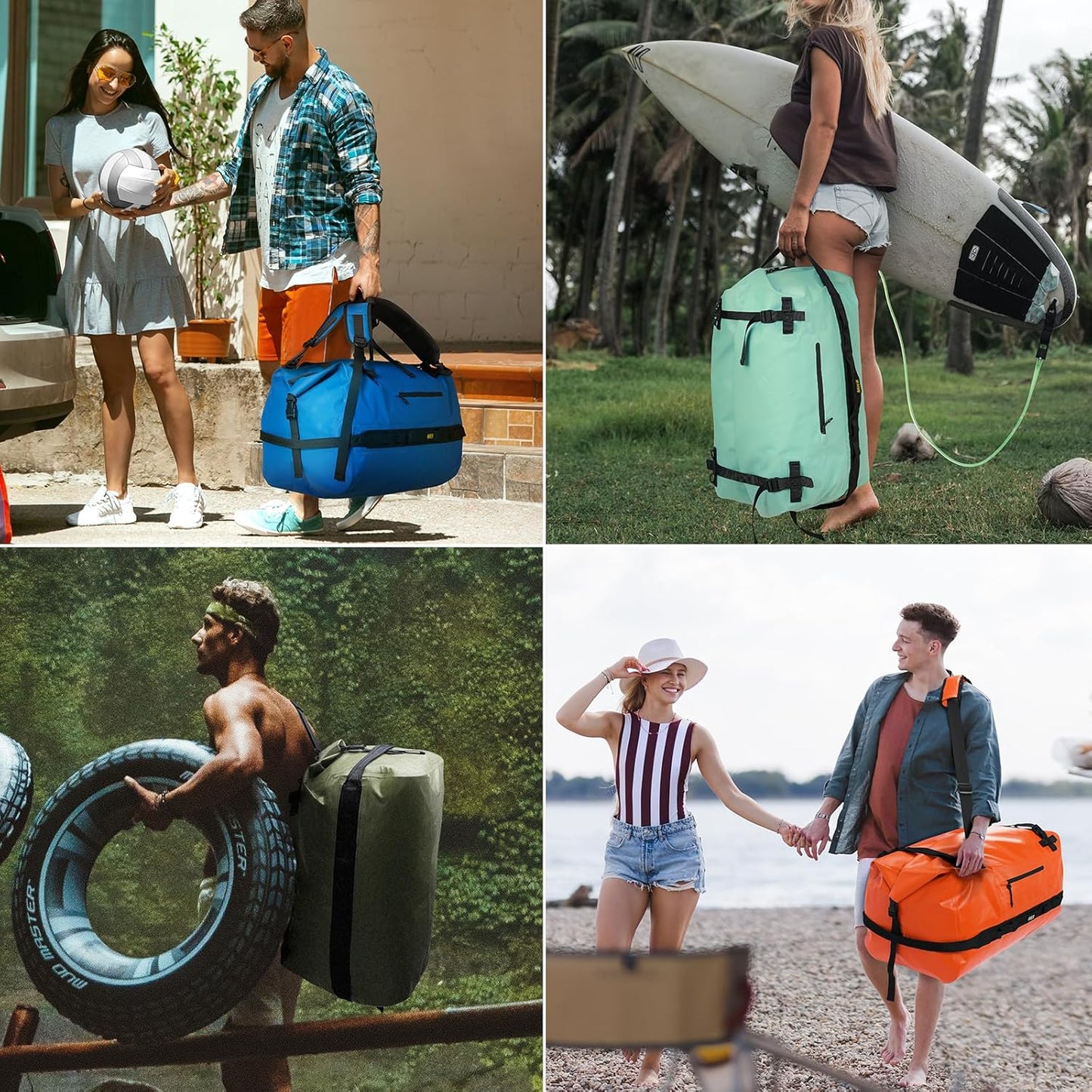 MIER Large Waterproof Duffel Bag Rolltop Dry Backpack Duffle Bags for Kayaking, Rafting, Boating, Swimming, Camping, Travel, Gym, Beach, 60L/80L