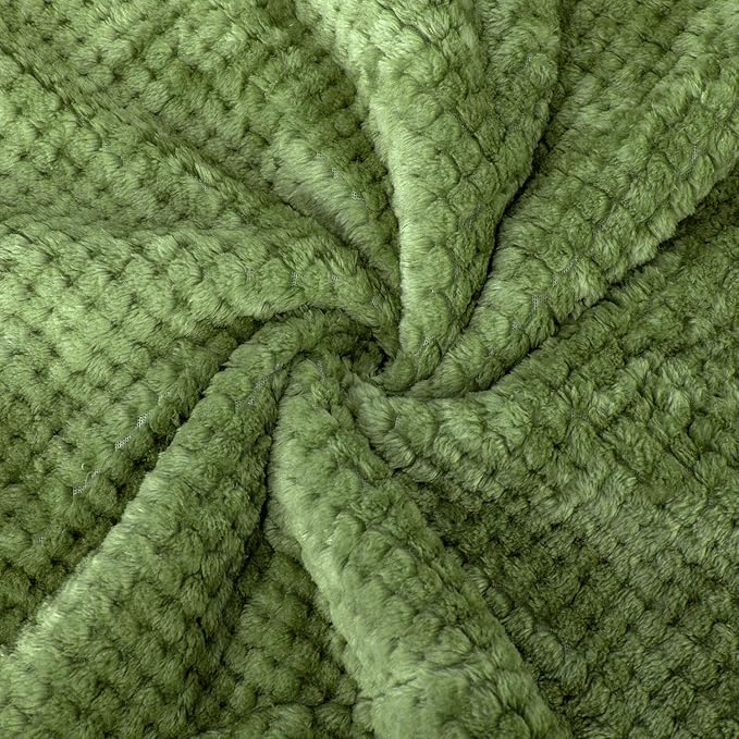 Fuzzy Sherpa Reversible Blanket for Baby, Soft Warm Cozy Coral Fleece Toddler, Infant or Newborn Reversible Blanket for Crib, Stroller, Travel, 30”×40”, Olive Green
